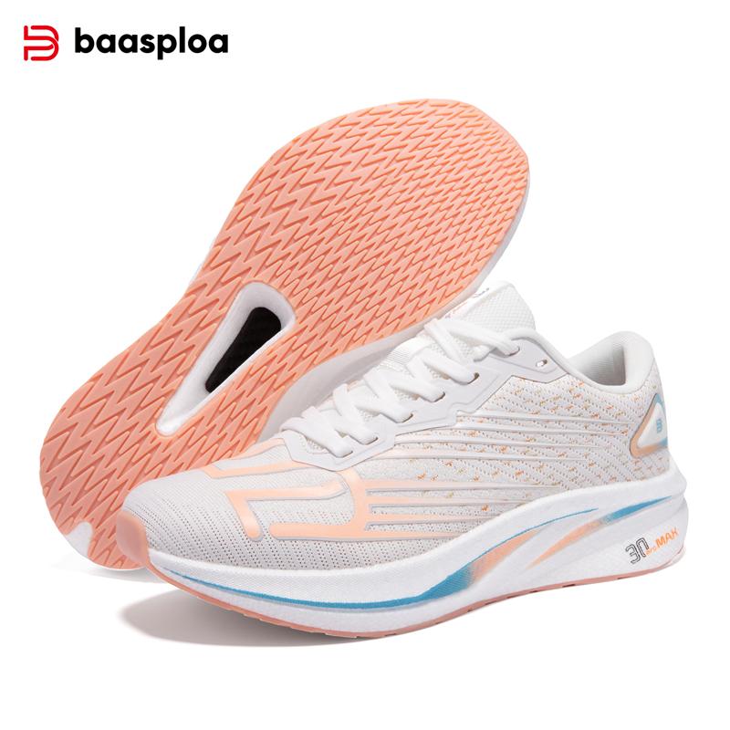 Baasploa Women's Training Shoes Lightweight Cushioned Non-Slip Carbon Plate Running Shoes Outdoor Breathable Non-Slip Comfortable Women Running Shoes