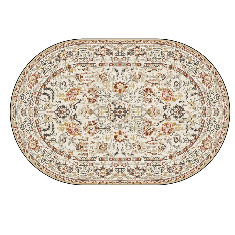 Persian Ethnic Style Carpet Decoration Living Room Oval Lint-free Non-slip Sofa Rug Bedroom Bedside Easy Clean Foot Mat Washable