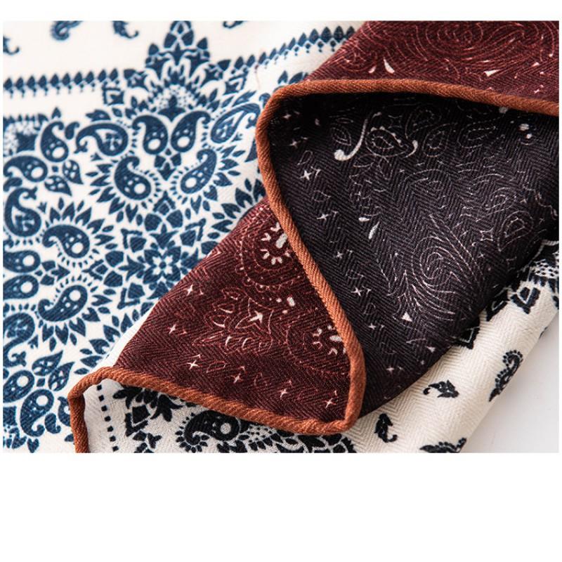 Womens Wool Square Scarf Printed Double-sided Shawl Elegant Commute Accessory Fashion Versatile