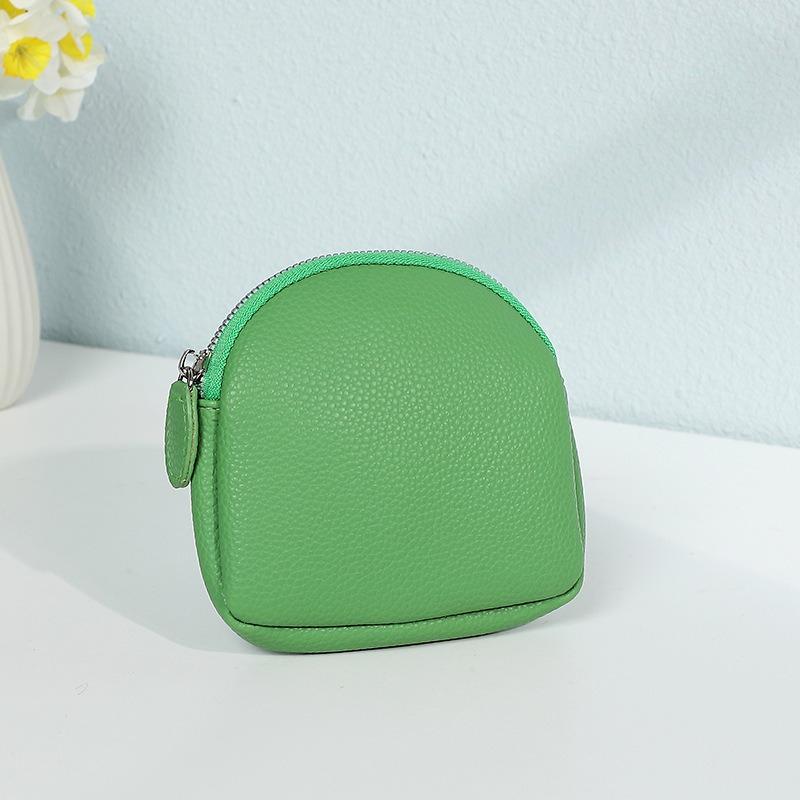 Coin Purse Portable Thin Mini Clutch Simple Soft Leather Zipper Coin Purse Earphone Bag Storage Bag Female Bag