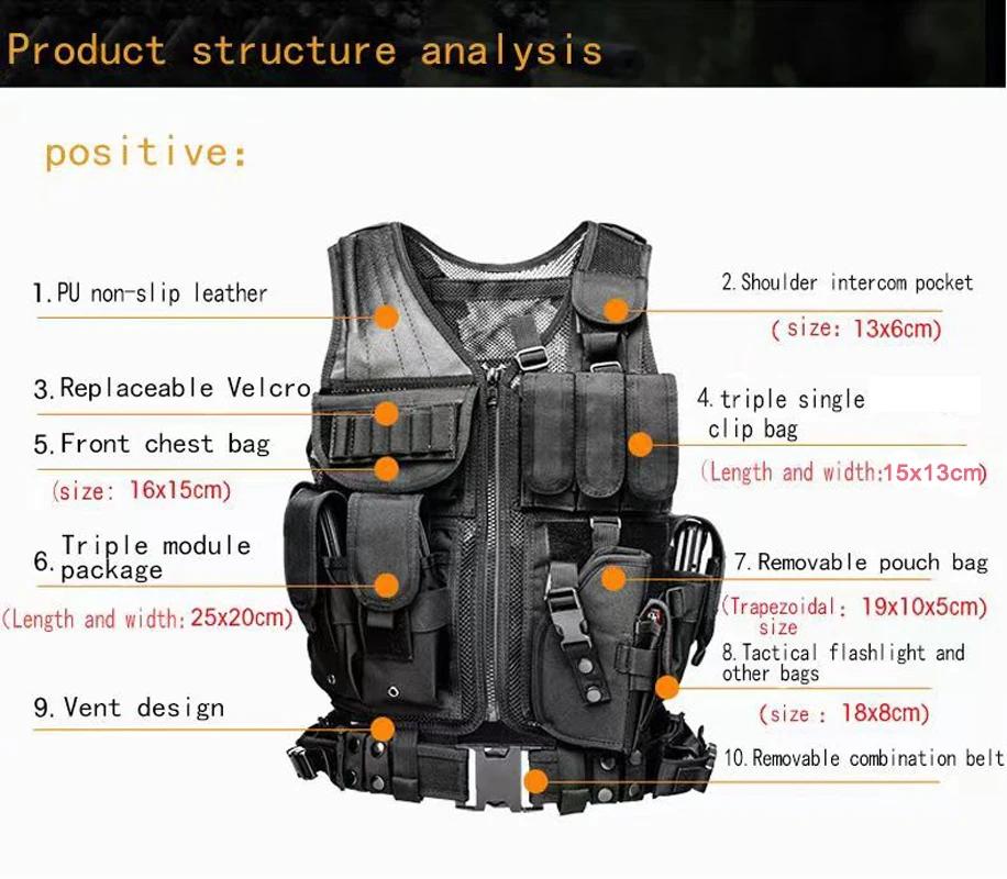 Verstellbare taktische Molle-Weste Kampf-Körperschutzwesten Sicherheitsweste Jagd Armee Outdoor CS Kriegsspiel Airsoft Trainingsjacke