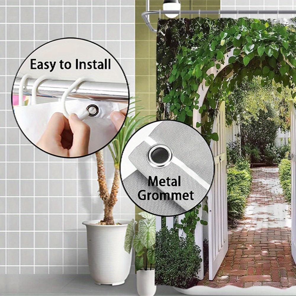1 Stück Duschvorhang mit Aufdruck Gartenbogen mit Efeupfad, Wasserdicht Maschinenwaschbar Polyester für Dusche/Badewanne Badezimmerdekoration