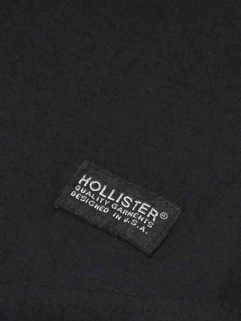 Cotton Short Sleeve Curved Hem Logo PATCH Black Size M [Hollister] Men's T-Shirt [Item]