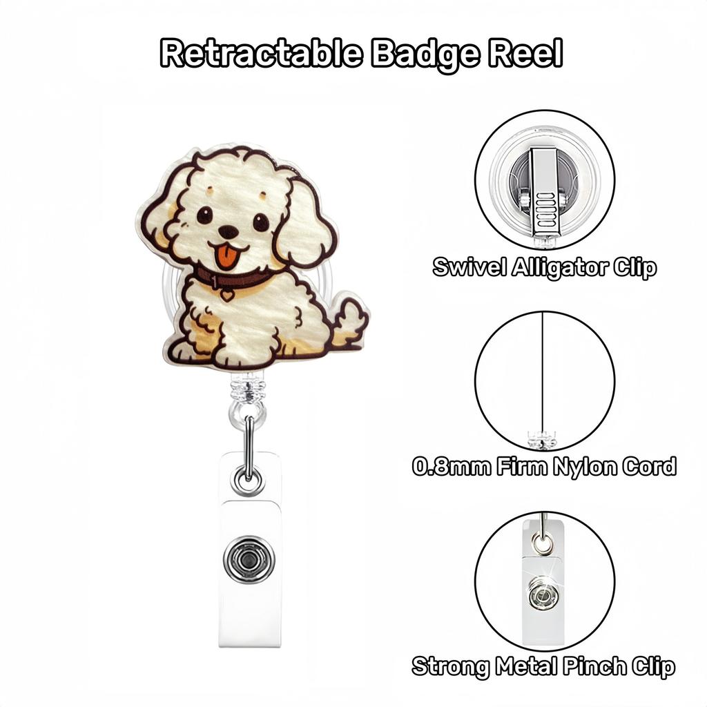 Id Badge Holder Acrylic Alligator Clip Dog Badge Holder Retractable Badge Clip For Nurse Doctor Office