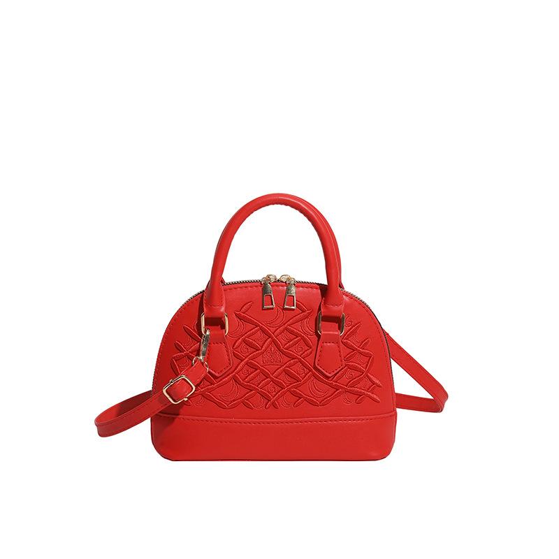 Women's New Popular Shell Bag High-end Embroidered Handbag Diamond Check Niche One-shoulder Crossbody Bag