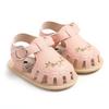 2025 Newborn Baby Girl Sandals Summer Embroidered Leisure Comfortable Lightweight Floral Soft Sole Wrap Toe Sandals For 0-18M