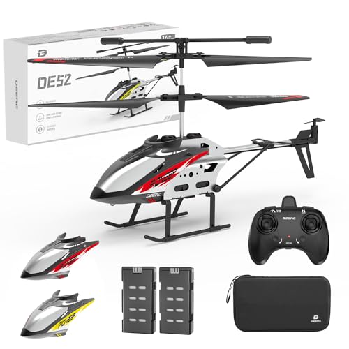 DEERC RC Helicopter Airplane Toy for Indoor Use, Ideal for Kids and Beginners, Includes Storage Case, 2 Shells, 2 Batteries, 24-Minute Flight Time, Al