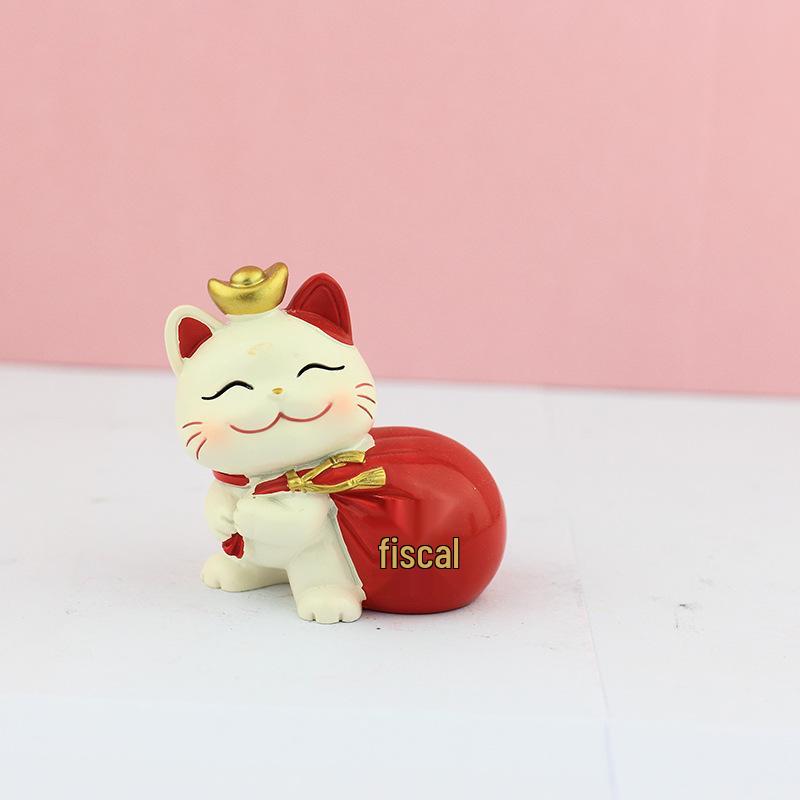 Lucky Cat Resin Craft - Cute Desktop Ornament & Home Decoration