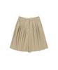 ERER Box-Pleat Faux Leather Shorts Beige