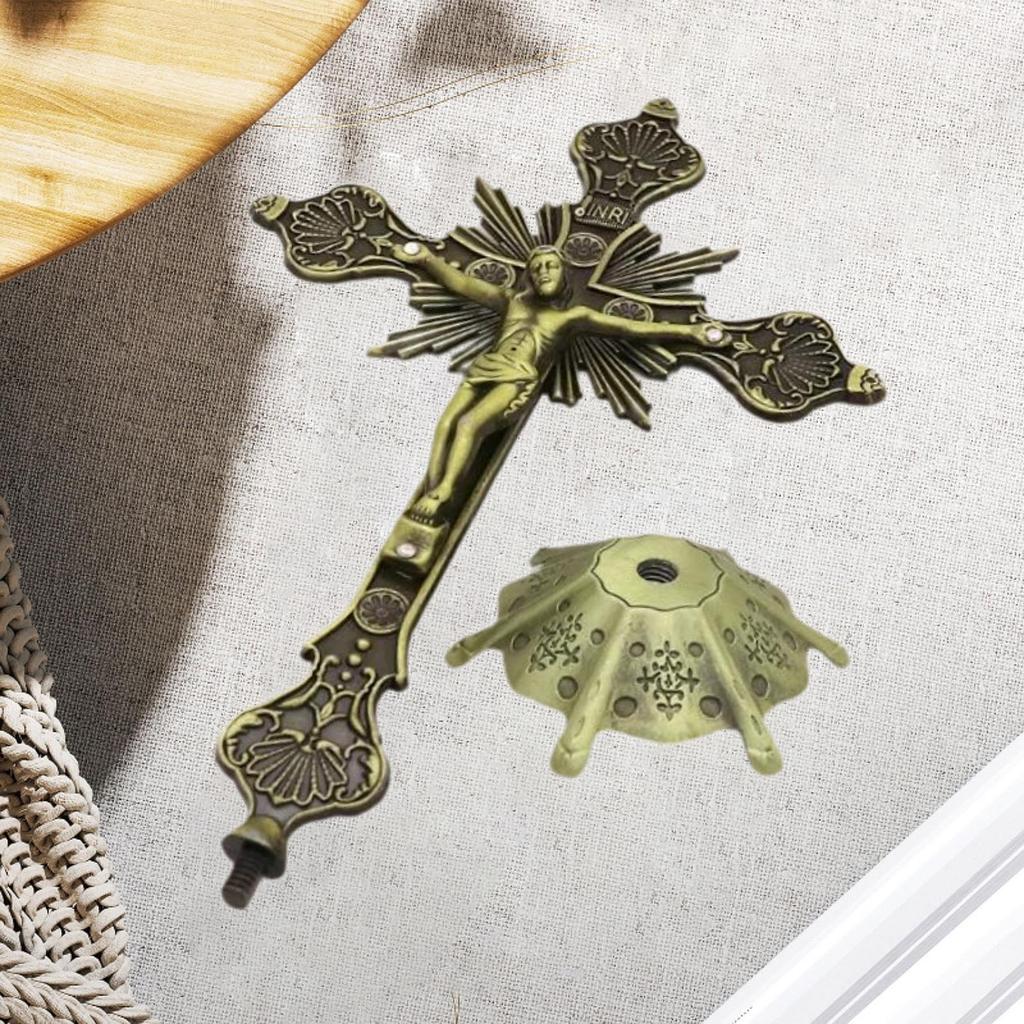 Jesus Crucifix Sculpture Jesus Cross Statue Catholic Figurine Standing Crucifix for Home Altar Living Room Table Bedroom