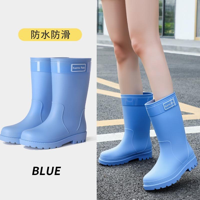 Extra High Bundle Women's Rain Shoes Increase Height and Slim Non-slip Rain Boots Waterproof Outdoor Medium Tube Rubber Shoes Women's Water Shoes