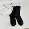 Socks Women'S Solid Color Bow Women'S Socks Double Needle Draw Strips Versatile Stack Of Socks Trendy Gray Socks