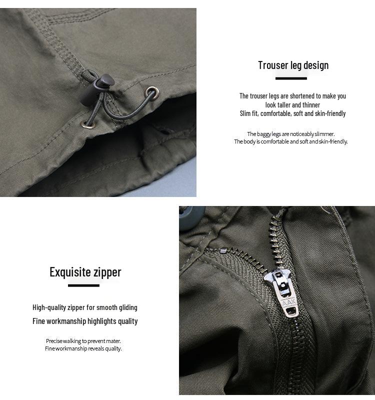 Men's Loose Fit Multi-Pocket Outdoor Cropped Casual Shorts