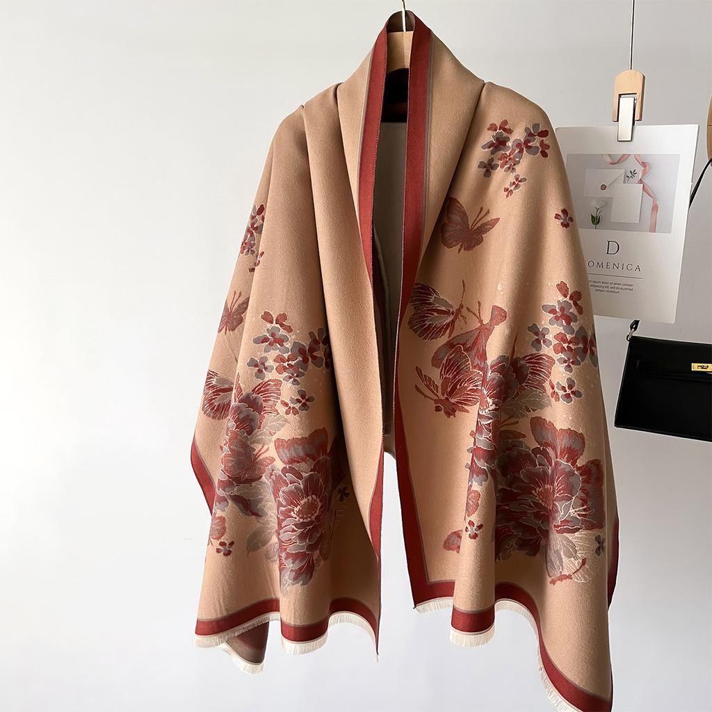 Shawl Butterfly Scarf Women's Winter Warm Cape Long Thickened Scarf