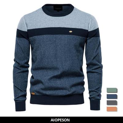 AIOPESON Gespleißt Baumwolle Pullover Männer Casual Oansatz Hohe Qualität Pullover Gestrickte Pullover Männlich Neue Herbst Winter Herren Pullover