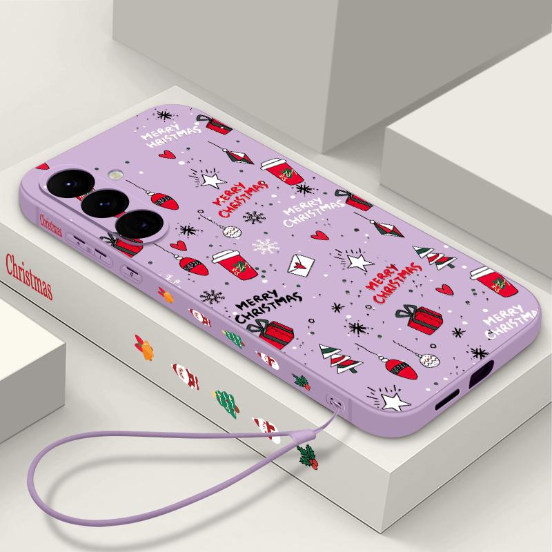 Christmas Gifts Pattern Phone Case For Samsung Galaxy A56 A17 A26 A16 A36 A55 A54 A53 A15 S24 S25 FE S25 S22 S23 Ultra Shockproof Lanyard Cover