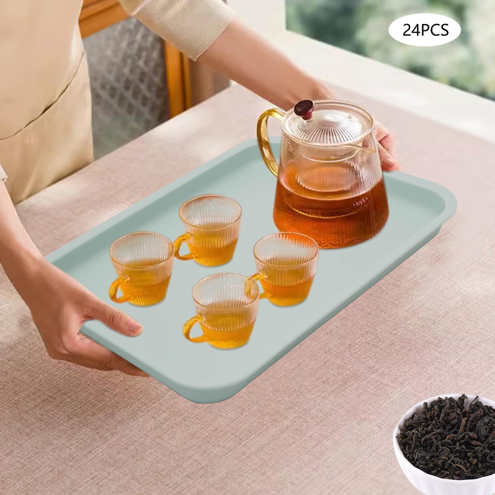 24-Pack Blue Rectangle PP Serving Trays, Microwave & Dishwasher Safe, Heat Resistant (120°C/248°F), Fast Food & Cafeteria Trays синий