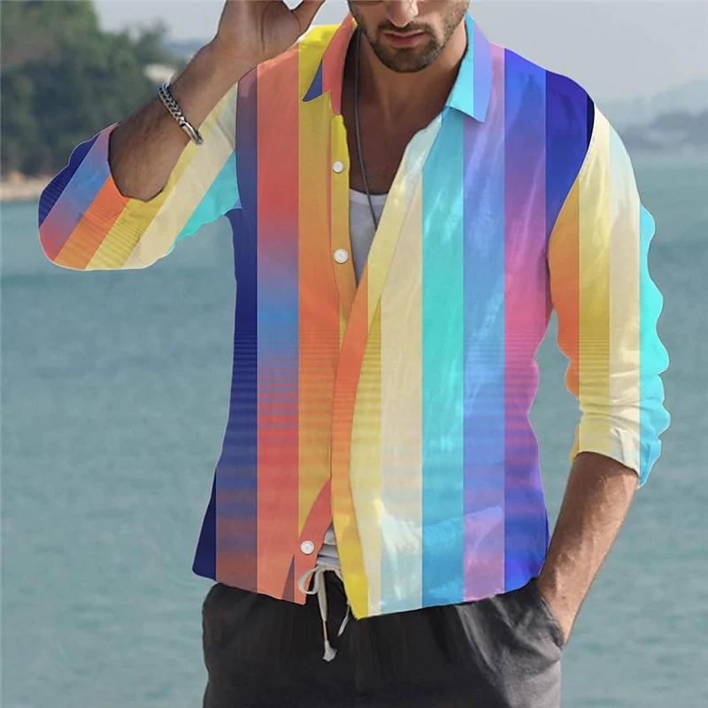 

2022 Летние гавайские мужские красочные рубашки Рубашки с 3D-принтом для мужчин Топы для пляжного отдыха Футболка Man Homme Оверсайз Камиции