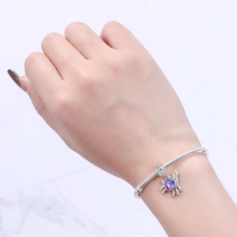 Handcrafted Marine Themed Silver Pendant Sea Animal Charm Jewelry Accessories for Bracelets and Necklaces