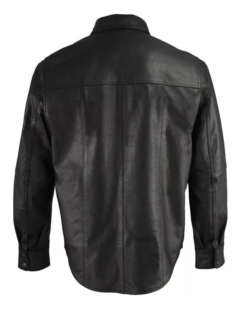 Shirt Men Real Lambskin Soft Leather Stylish Black Handmade Formal Wear Casual