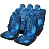 Coprisedili Auto Blu Stampa Leopardo Set Completo Per La Maggior Parte Dei Veicoli - Elegante Design Blu & Animale, Proteggi Sedili Anteriori & Posteriori,