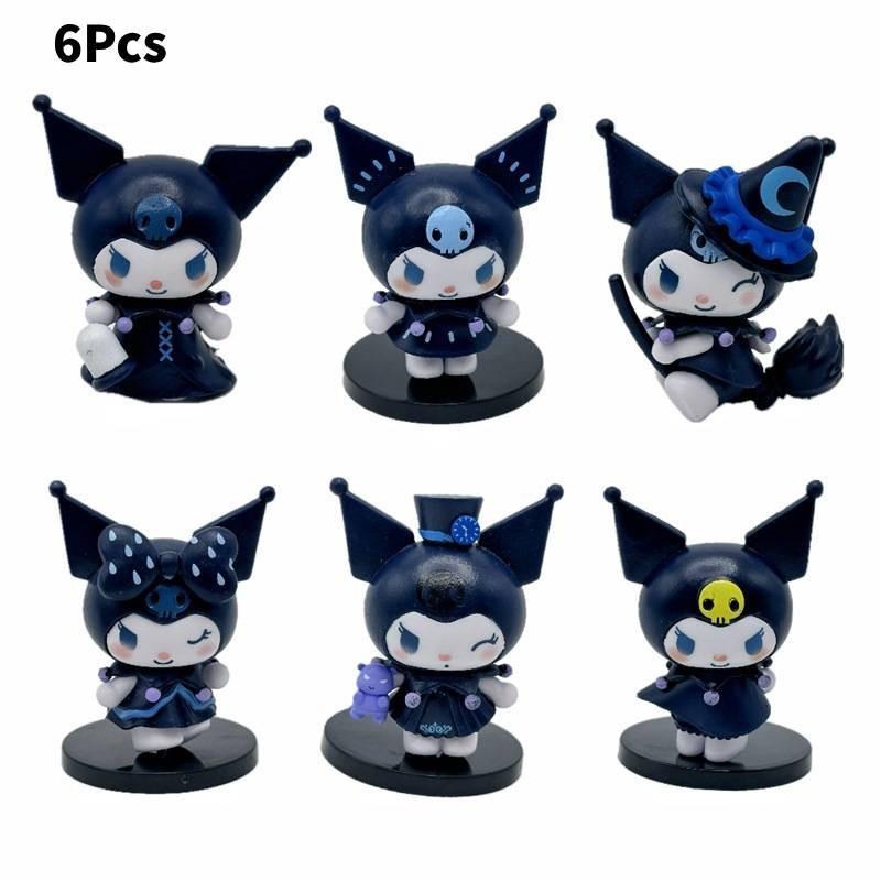 Adorable 6 Piece Kuromi Witch Festival Figurine Set Cute Cartoon Collectible Dolls