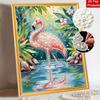Pearl Painting Set 5D Pearl Mosaic Art Style Tropical Pink Flamingo Jungle Flower Home Wall Decoration.