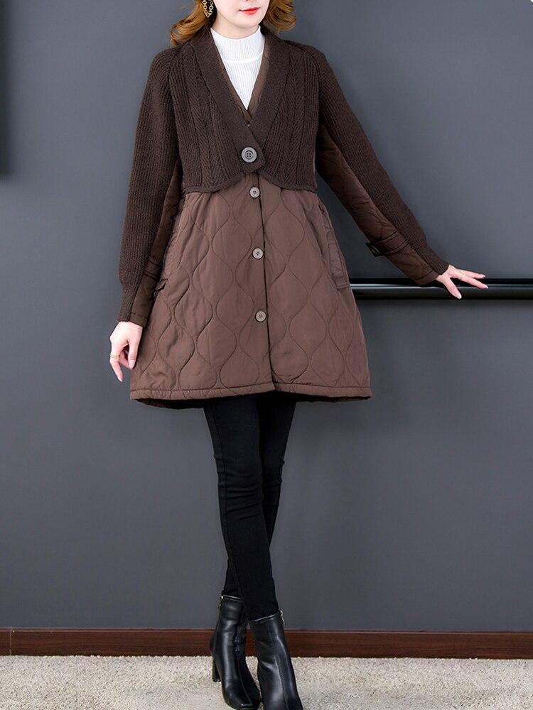 XITAO V-neck Patchwork Women Trench Coat FBB1618