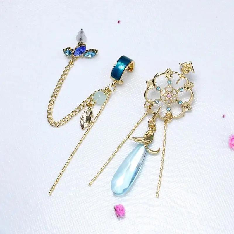 Anime Game Genshin Impact Scaramouche Earrings Wanderer Kunikuzushi Cosplay Pendant Ear Clips Studs Balladeer Party Jewelry
