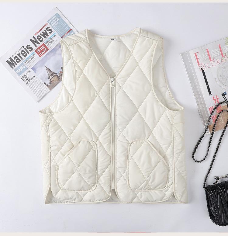 Crew neck quilted warm windproof vest down cotton vest cotton top warm jacket new autumn and winter