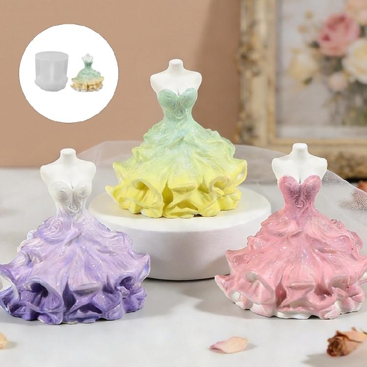 Wedding Dress Silicone Candle Molds Multipurpose Silicone Mould Baking Tool for Candle Soap Chocolate Wedding Decoration