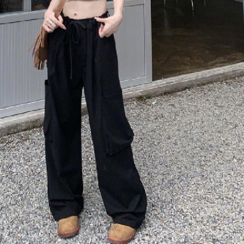 Grau Amerikanischer Herbst Süß Cooles Mädchen Rosa Lockeres Design Retro Nische Lässige Weitbeinige Hose Damenbekleidung Cargo Y2k