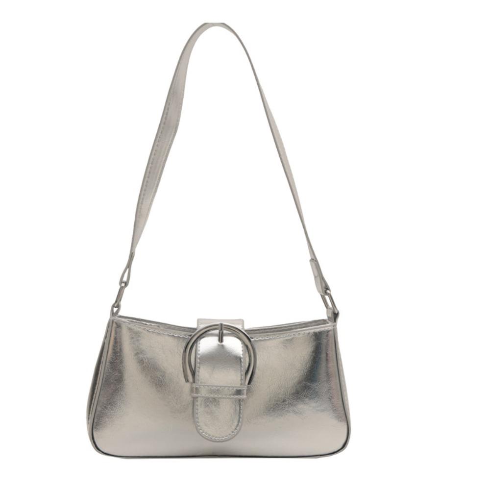 

Shoulder Bag Retro Underarm Bag Silver PU Handbag Fashion Girls/Female серебряный