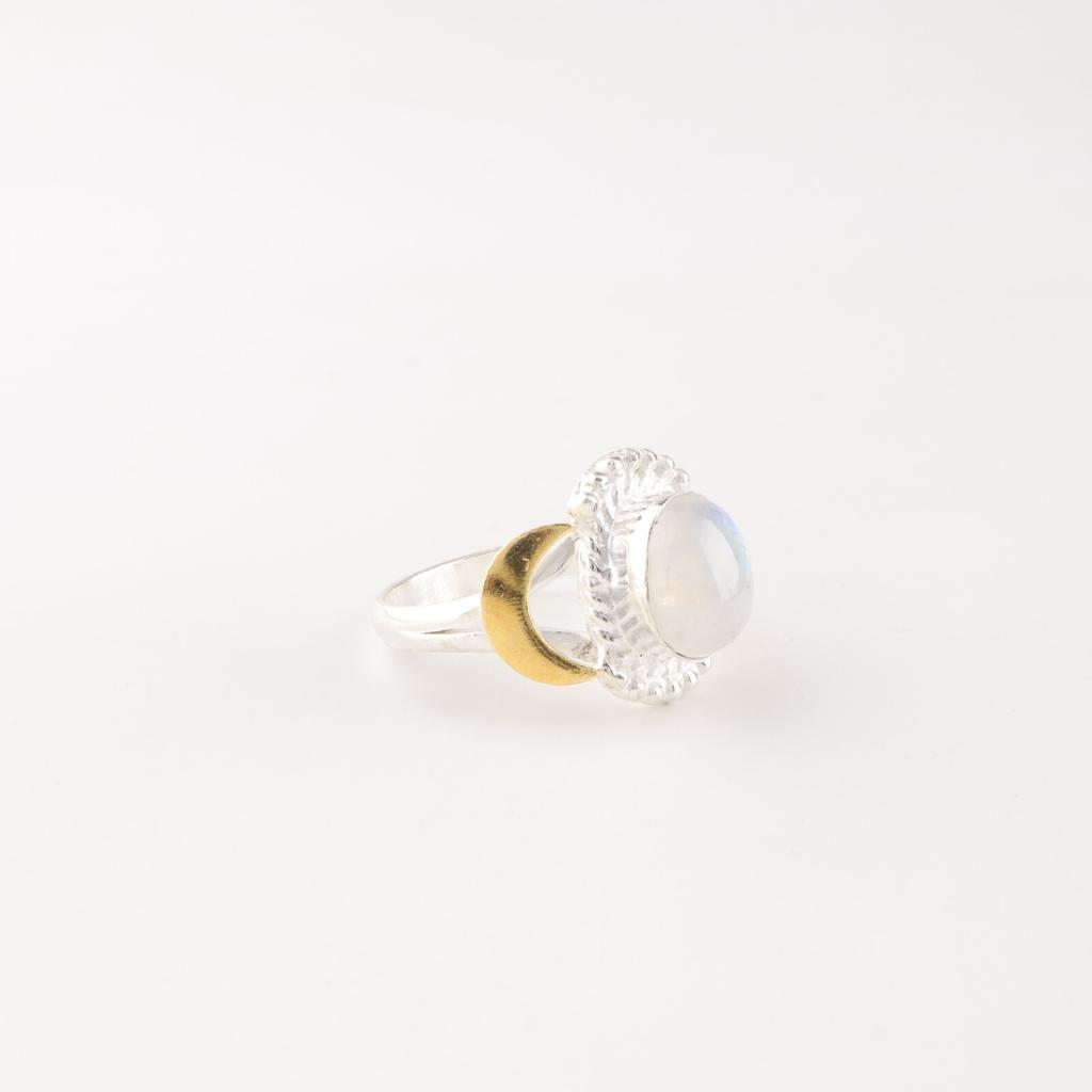 Natural Rainbow Moonstone Gemstone 925 Sterling Silver Jewelry Handcrafted Ring RR-61-27