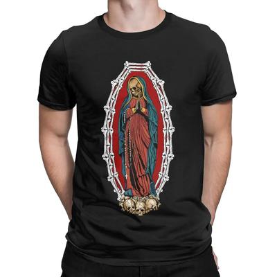 Men's T-Shirt Santa Muerte Cotton Tees Saint Death Goth Mexican Death Muertos Mother Skull T Shirts O Neck Clothing Gift Idea