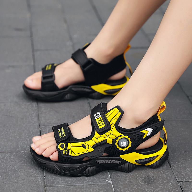 28-39 Dětská letní móda plus size Trendové ležérní sandály na suchý zip Plážová obuv Chlapecké sandály