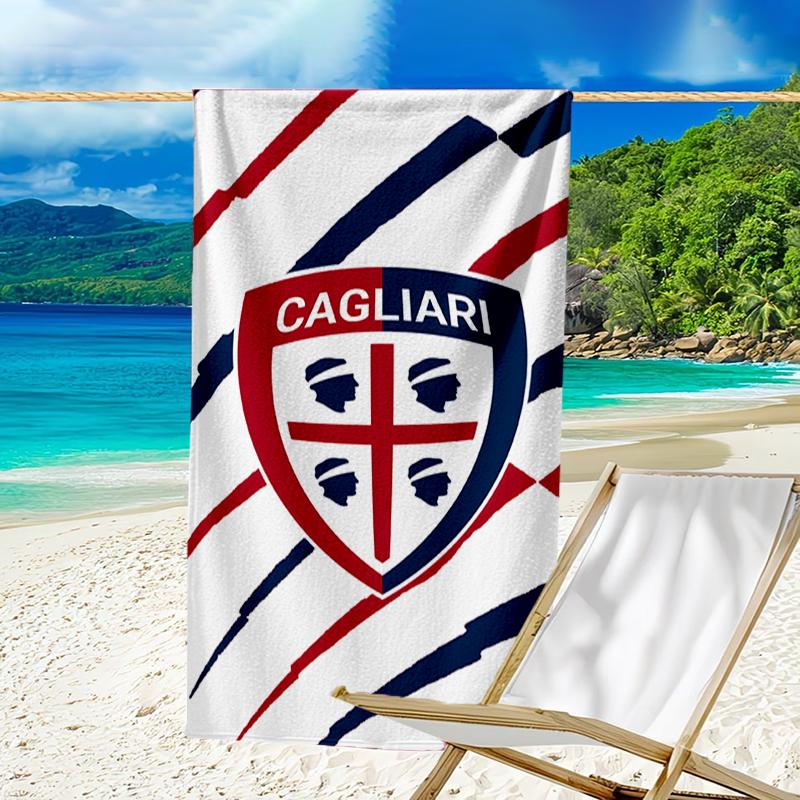 Football Cagliari Design Beach Towel - Soft, Absorbent Microfiber, Lightweight, Ideal for The Beach, Parties, Travel, Camping fan gifts