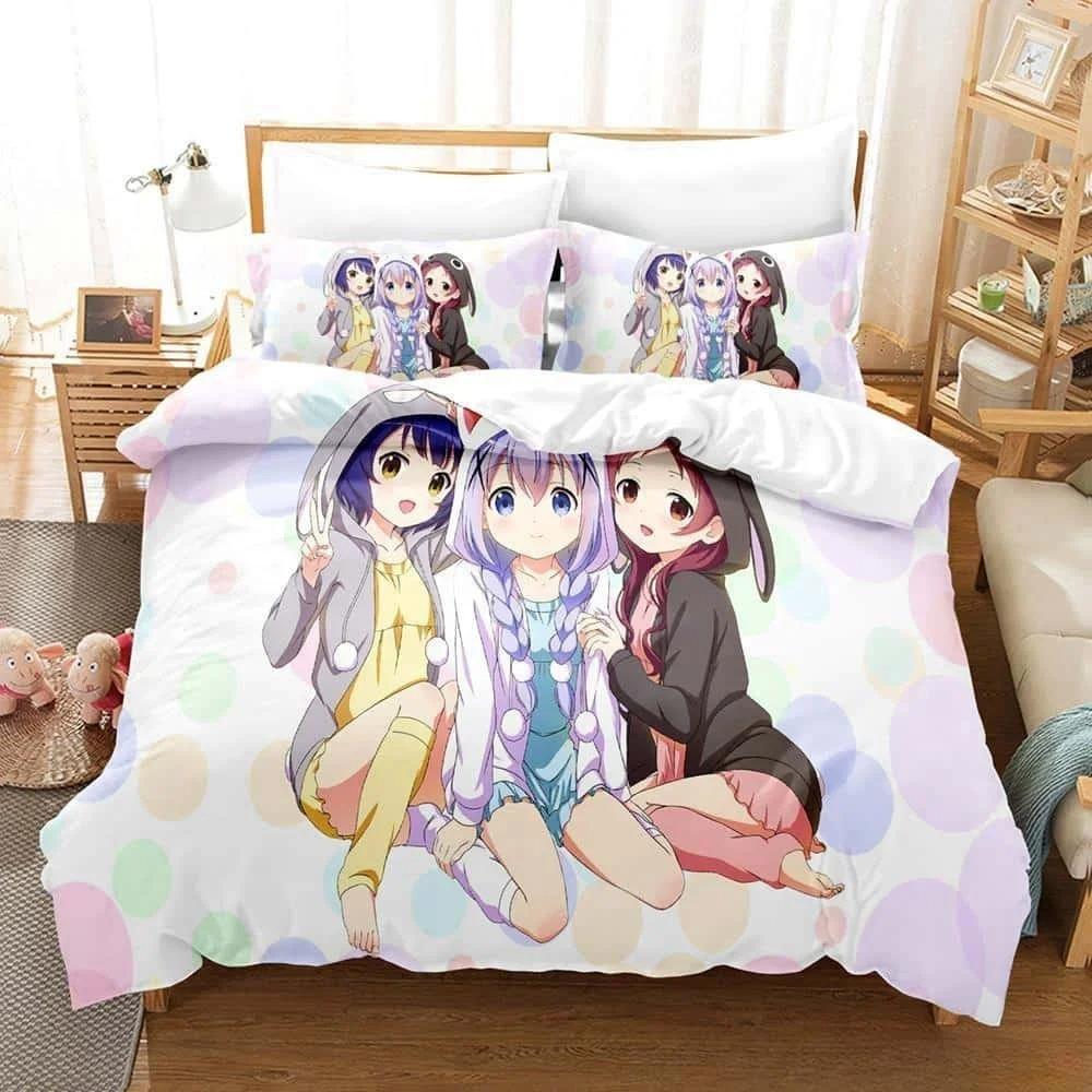 3D Print Anime Is the Order a Rabbit Bedding Set Single Twin Full Queen King Size Bed Set Adult Kid Bedroom Duvet Cover Sets
