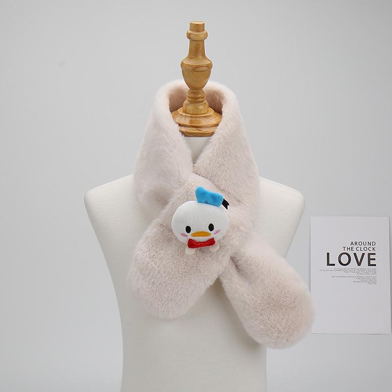 2025 Cartoon Cute Faux Rabbit Fur Children's Plush Scarf - Winter Thickened Neck Warmer for Boys and Girls.