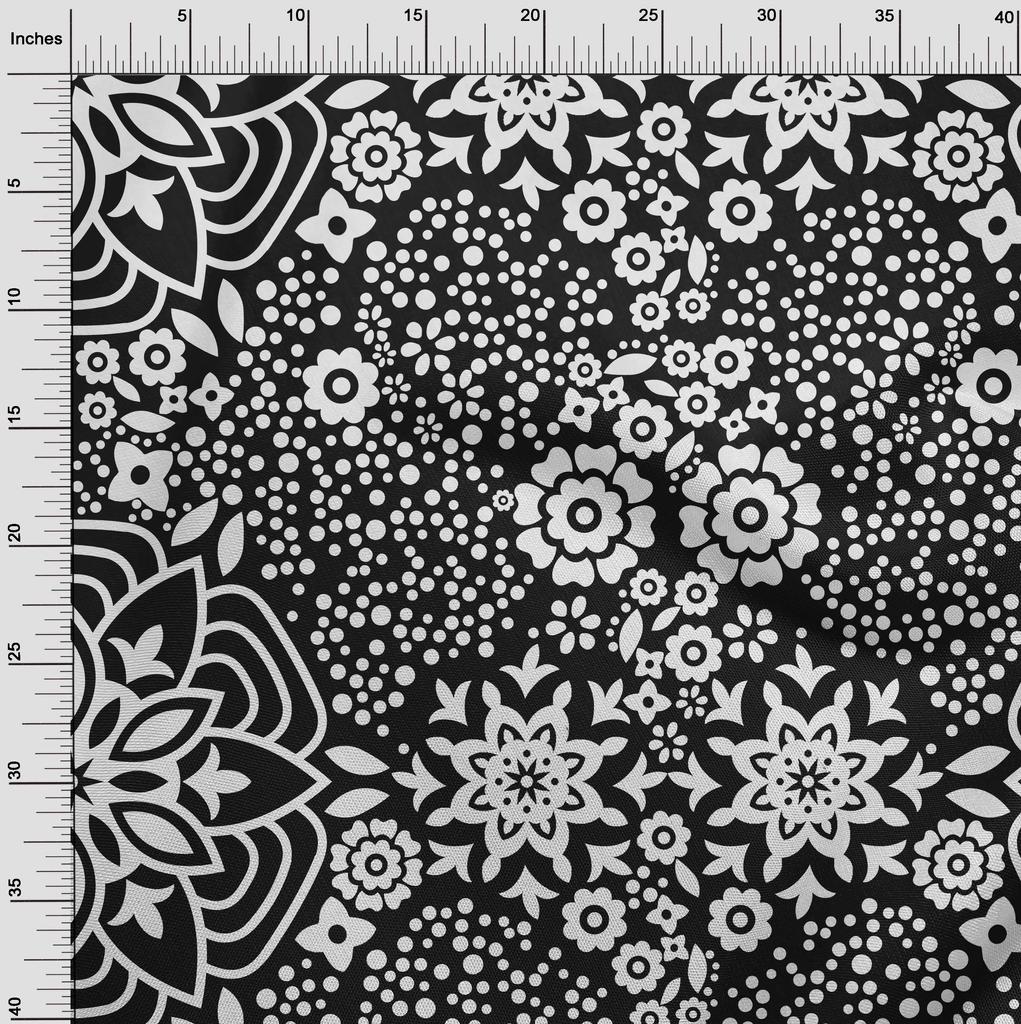 oneOone Cotton Poplin Black Fabric Asian Block Quilting Supplies Print Sewing Fabric By The Yard 42 Inch