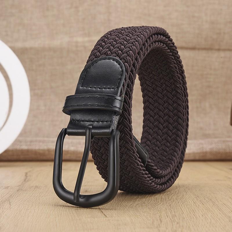 Non perforated men's and women's woven waist belt, elastic canvas belt, women's Korean version versatile student pants belt