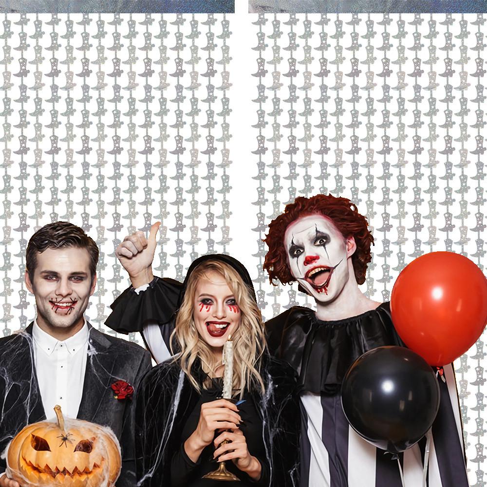 2 Eyecatching Meter Silver Laser Boot Rain Curtain Ideal For Spooky Halloween Decor