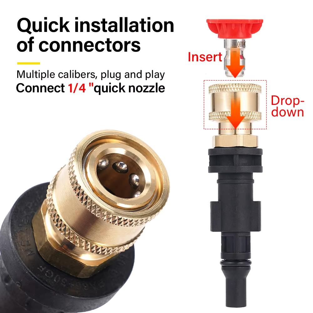 High Pressure Car Wash Quick 1/4 Connect Adapter for LAVOR / ARKSIDE PHD / VAX / Interskol / Hammer Sterwins - 1/4 Q-P Nozzles