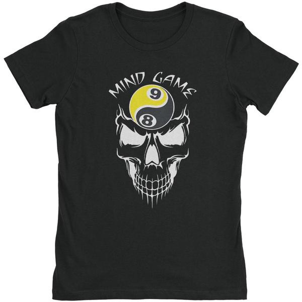 Cool Casual Cotton T Shirt Billiards Pool Shirt 8 Ball 9 Ball Skull Print T-Shirt Short Sleeve T Shirt S