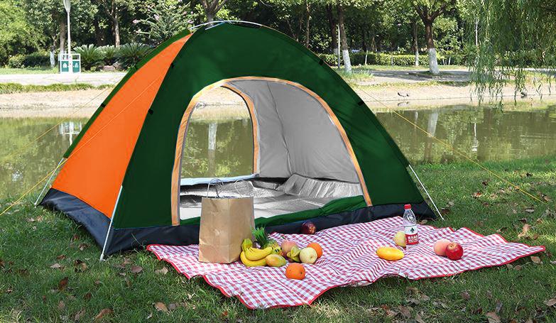 Automatic self-pitching camping tent for 3-4 people
