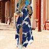 Lapel Long Sleeve Irregular Hem Single-breasted Shirt Dress Women Fashion Print Loose Maxi Dress Female Clothing