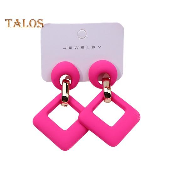 

1 пара геометричних сережок-крапель Квадратні порожнисті сережки Легкі, стійкі до деформацій ювелірні вироби, подарунок для мами, сестри, подруги рожевий червоний колір