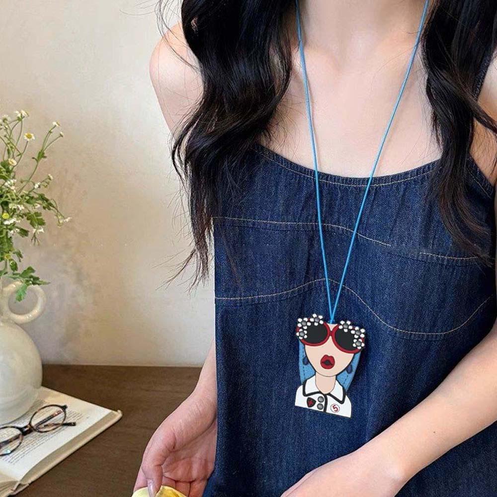 

Embroidery Leather Sunglasses Storage Necklace Anti-lost Magnetic Glasses Protective Rope Daily синій