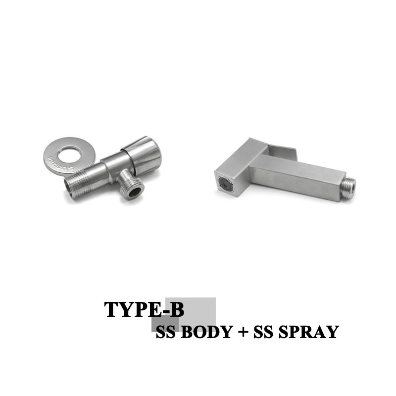 Gebürsteter tragbarer Bidet-Sprayer 304 Edelstahl WC-Bidet-Armatur Kaltes Badezimmer Shattaf-Ventil Jet-Set Einlaufdusche für Po