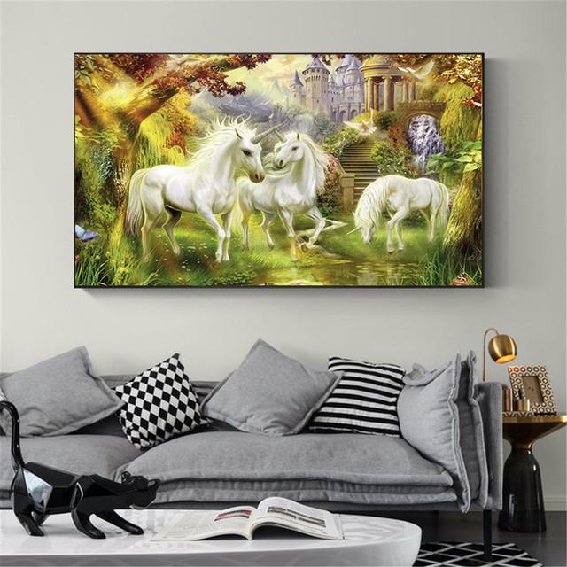 

Домашний декор Европейская картина маслом Настенные картины для гостиной Белая лошадь на холсте Настенная картина Современная настенная живопись 20cm×40cm NoFrame